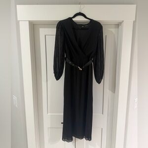 Zara Black Long Sleeve Dress with Belt